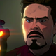 What If's animated Iron Man preparing to use his version of the Infinity Gauntlet with a snap of his fingers
